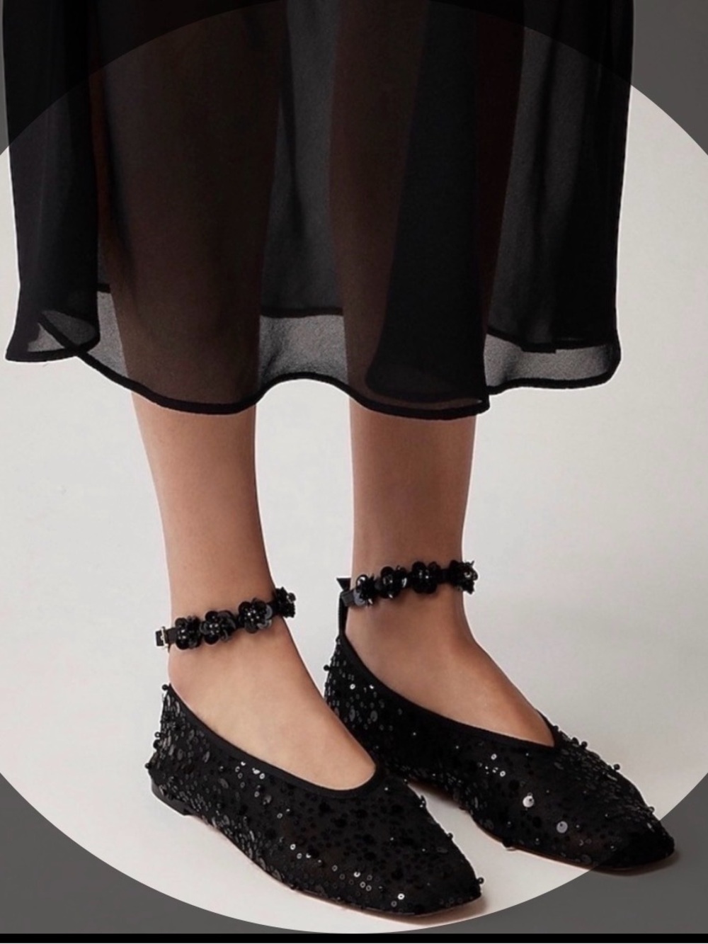 New!!! J. Crew Black Sequin Embellished Mesh Ballet Flat